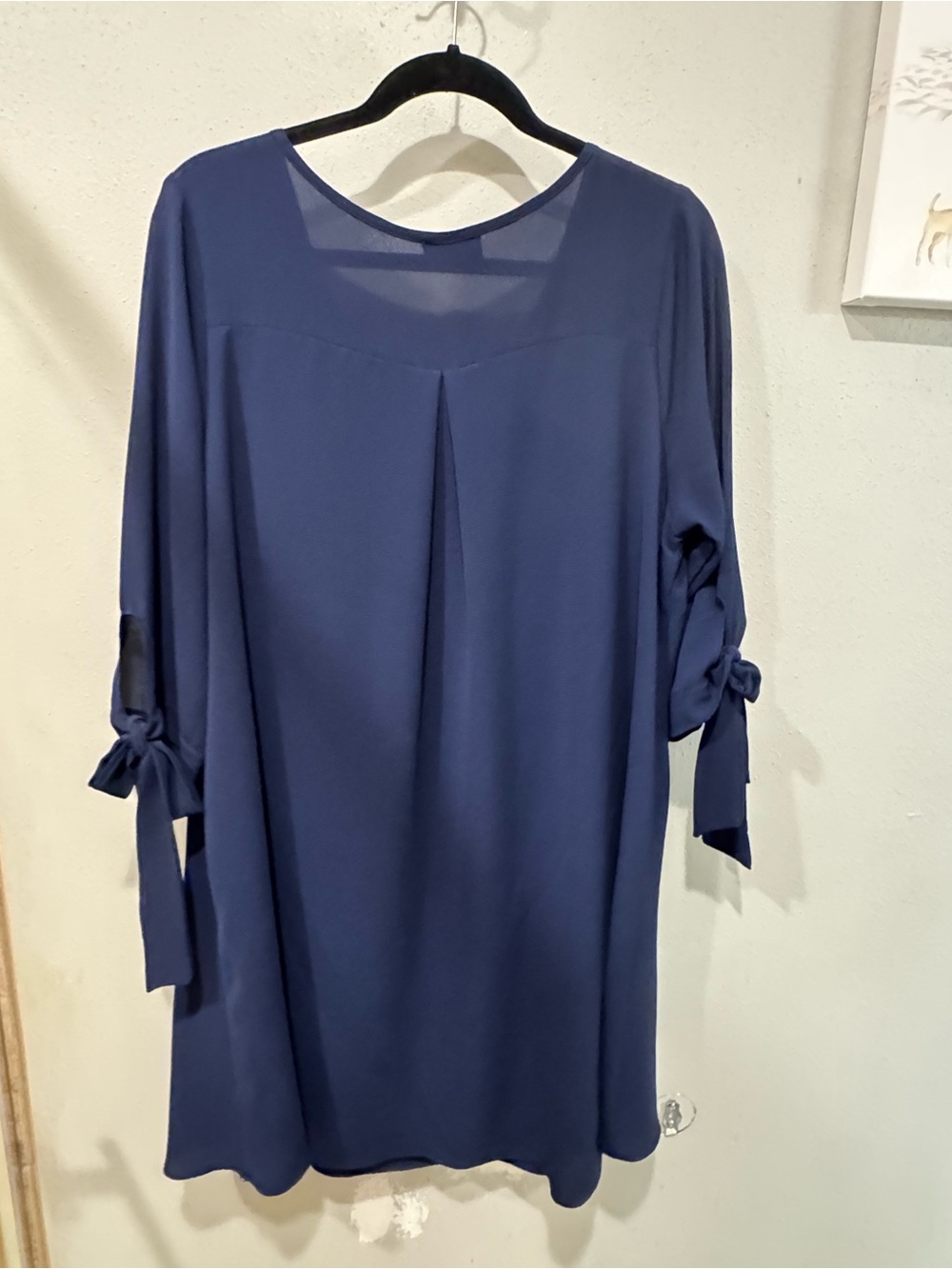 Navy Blue Tie-Sleeve Shift Dress